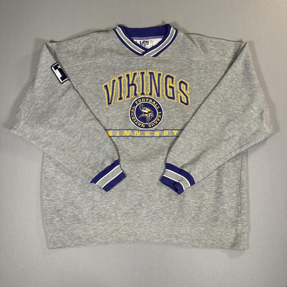 Vintage Minnesota Vikings Sweatshirt Mens XL Gray NFL Football Lee Sport 90s